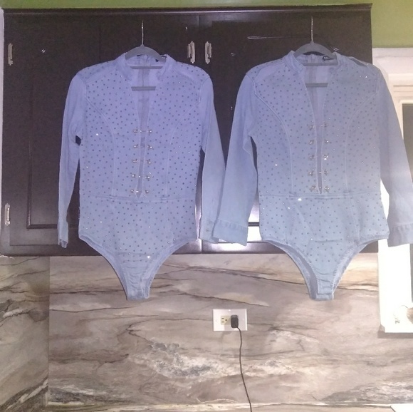 Studded Denim Bodysuit - Picture 3 of 3